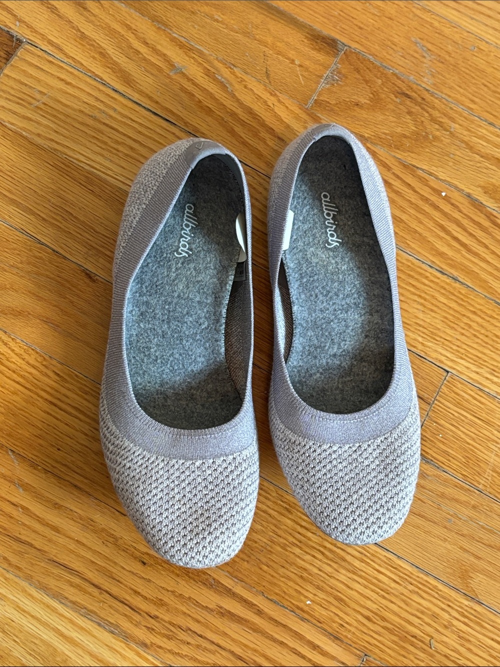 allbirds Women's Light Gray/Lavender Knit Ballet Flats